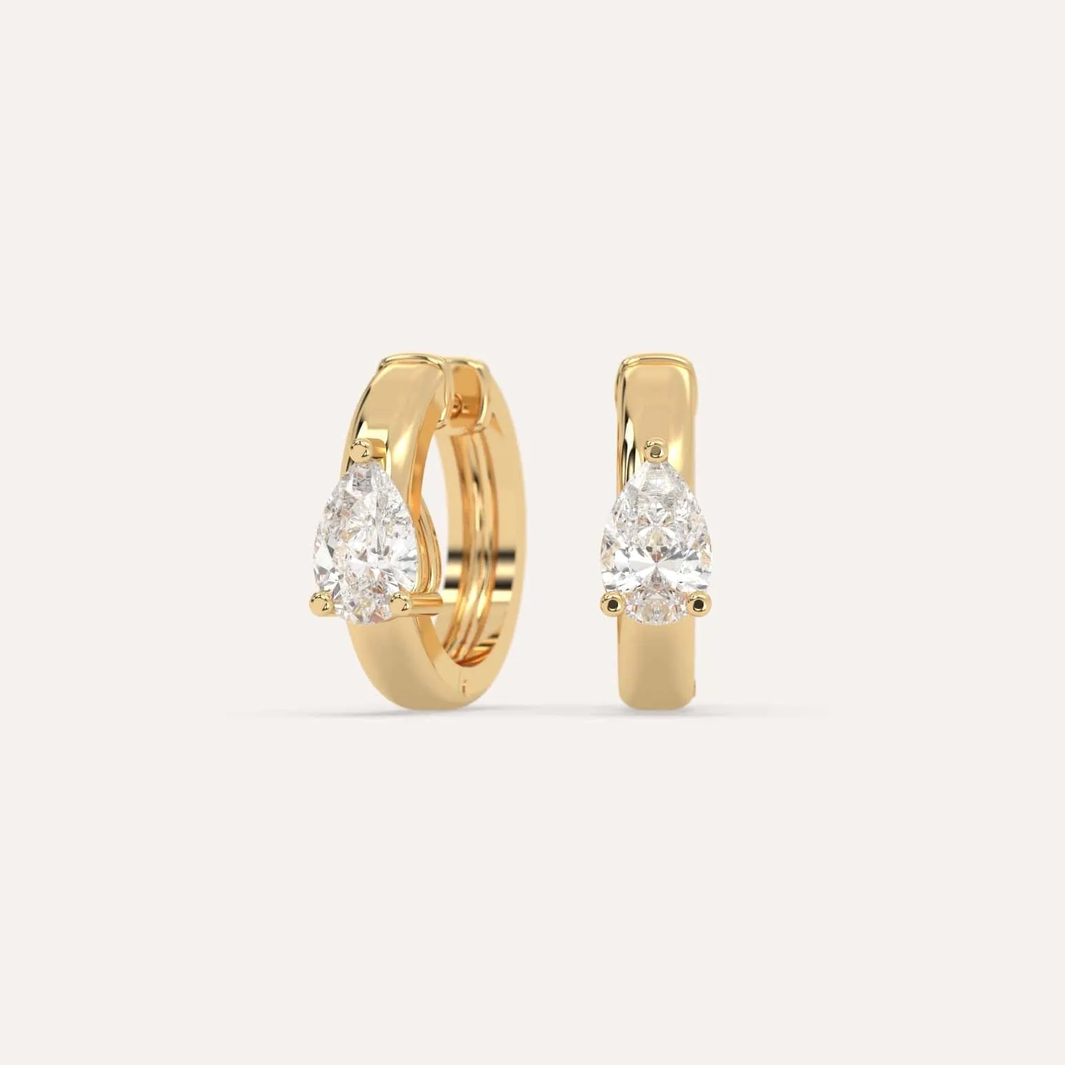 1 carat Pear Diamond Hoop Earrings