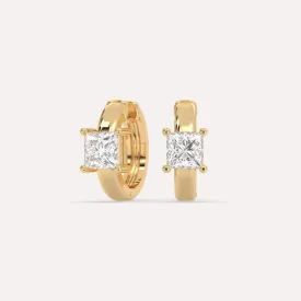 1 carat Princess Diamond Hoop Earrings