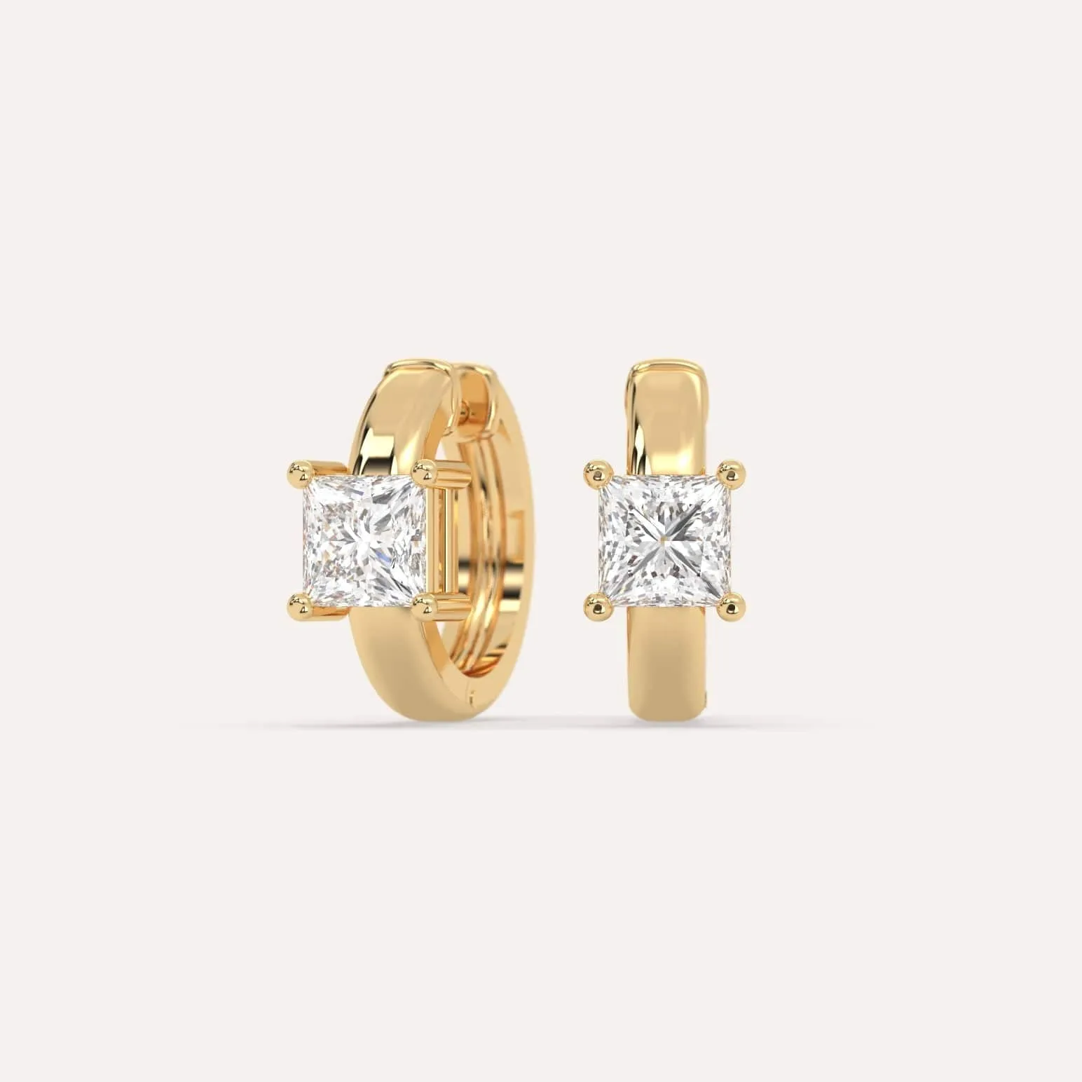 1 carat Princess Diamond Hoop Earrings