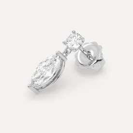 1 carat Single Marquise Diamond Drop Earring