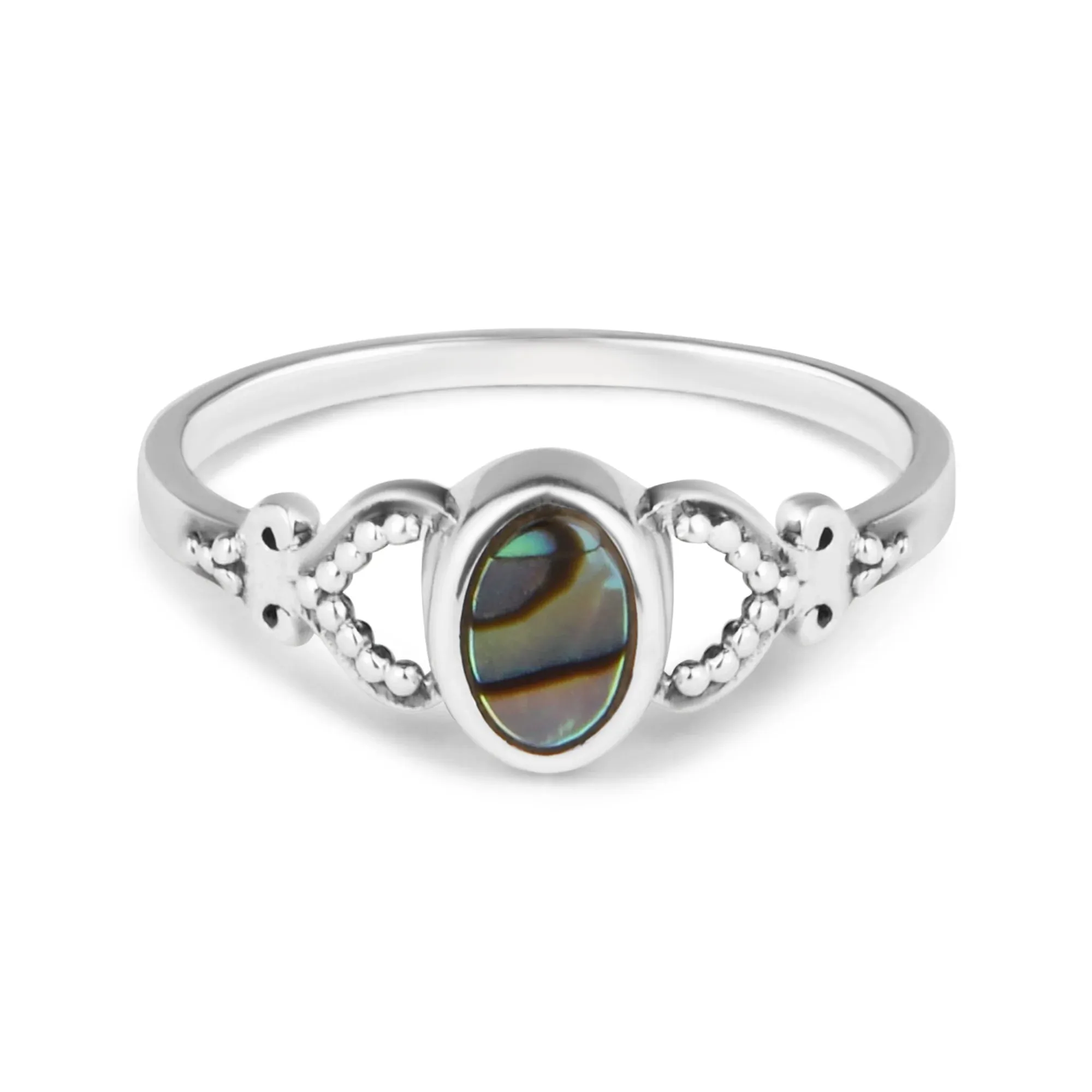 925 Pure Sterling Silver Abalone Oxidised Ring Silver For Women-Large