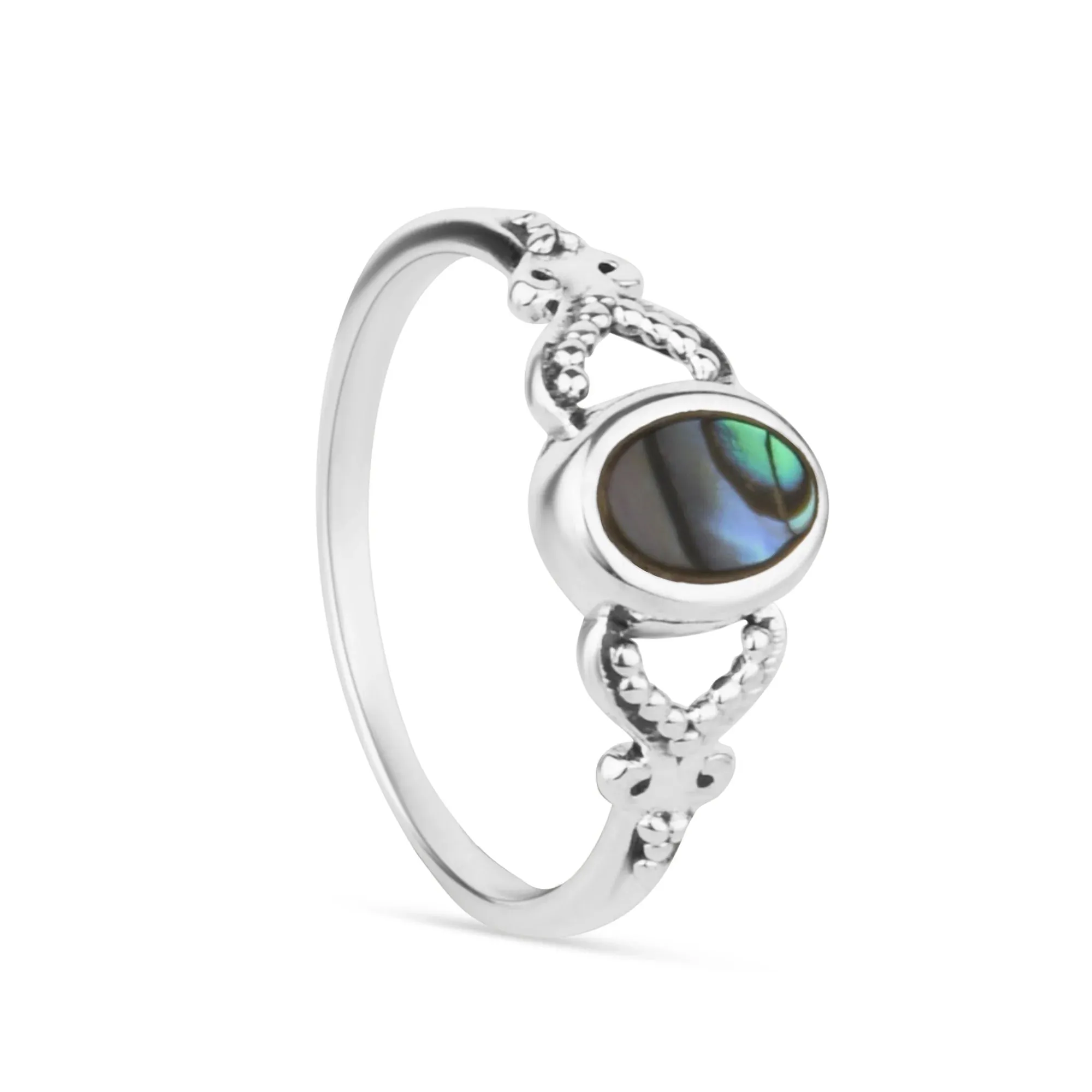 925 Pure Sterling Silver Abalone Oxidised Ring Silver For Women-Large