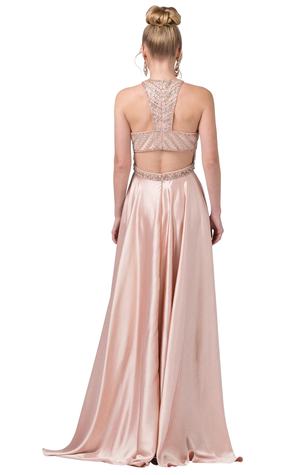 A-Line High-Neck Formal Dress with Beaded Bodice