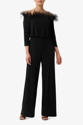 Adrianna Papell AP1E210212 Off The Shoulder 3/4 Sleeves Formal Jumpsuit