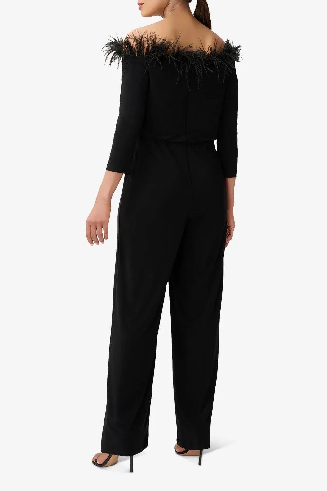 Adrianna Papell AP1E210212 Off The Shoulder 3/4 Sleeves Formal Jumpsuit