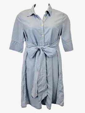 Angel Maternity Sky Blue Tie Front Button Up Dress Size S