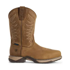 ARIAT COMP TOE 10 INCH ANTHEM H2O SQUARE TOE WESTERN PULL ON BOOT DISTRESSED BROWN - WOMENS