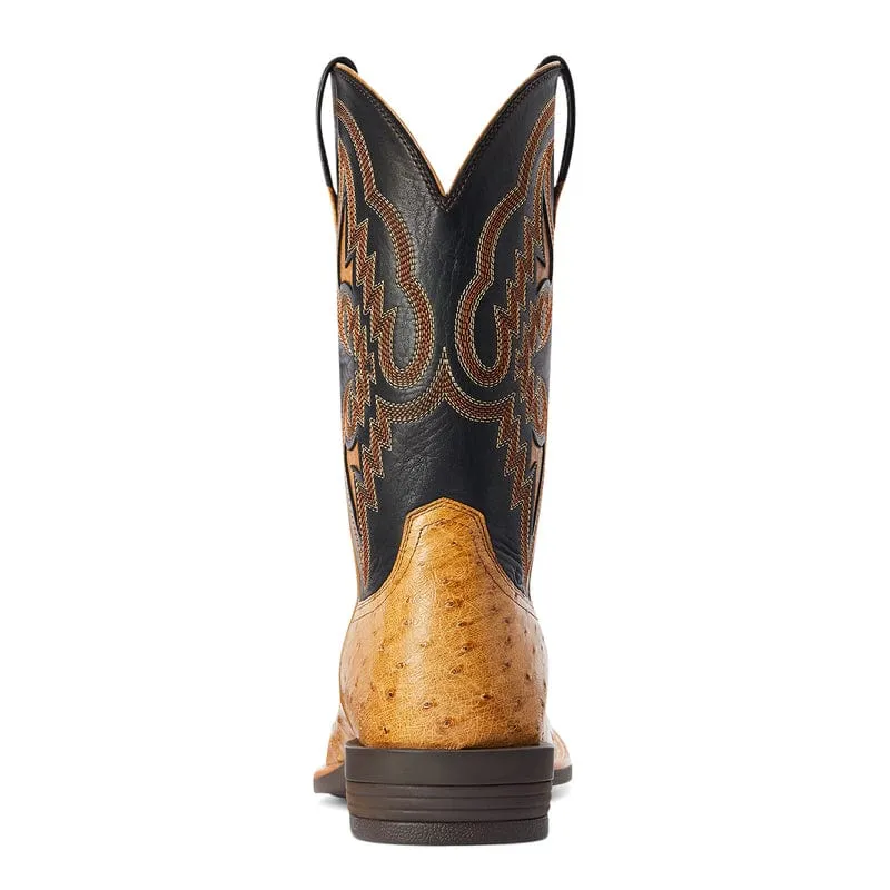 Ariat Men's Dagger Antique Saddle Full Quill Ostrich Square Toe Exotic Western Boots 10042474