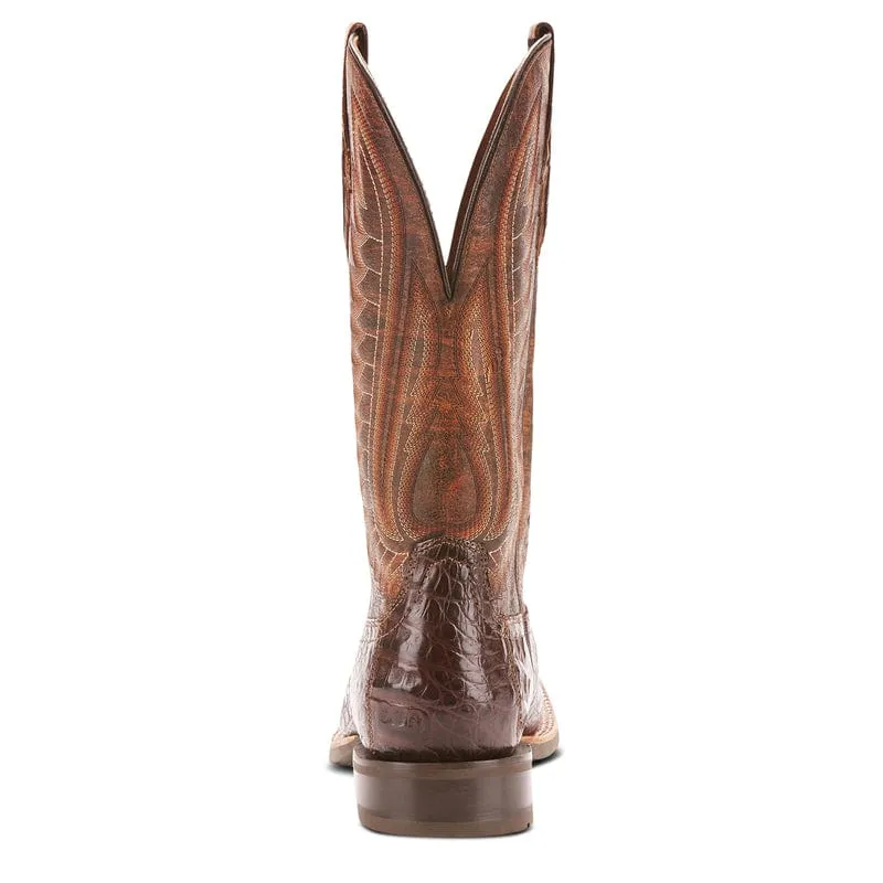 Ariat Men's Double Down Antique Pecan Caiman Belly Square Toe Exotic Western Boots 10025088