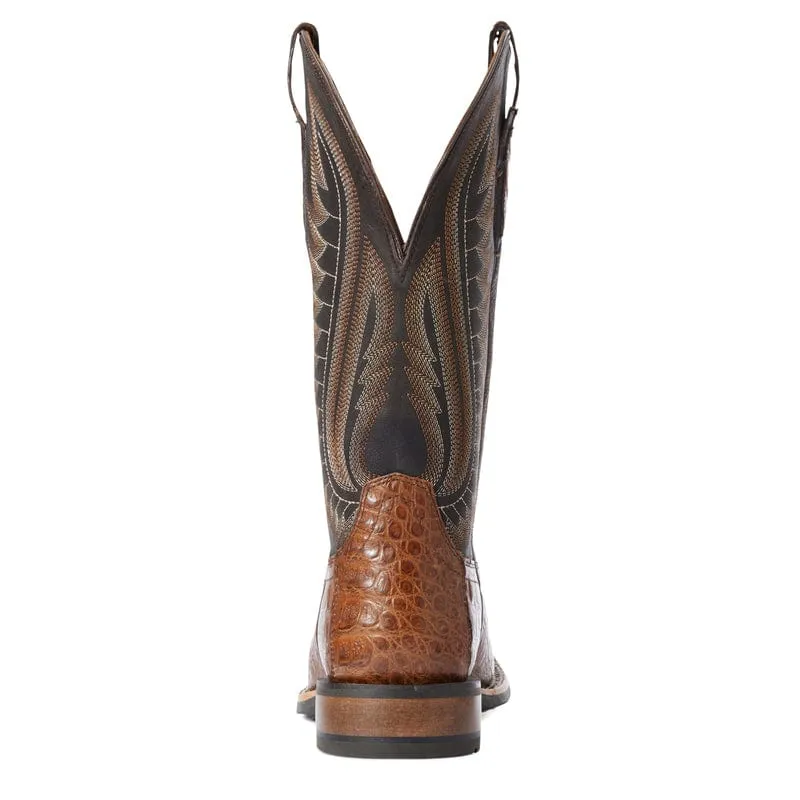 Ariat Men's Double Down Caramel Caiman Belly Exotic Square Toe Western Boots 10034030