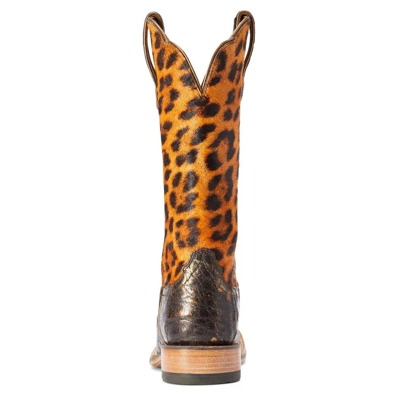 Ariat Women's Donatella Brushed Chocolate Caiman Leopard Print Exotic Western Boots 10042540