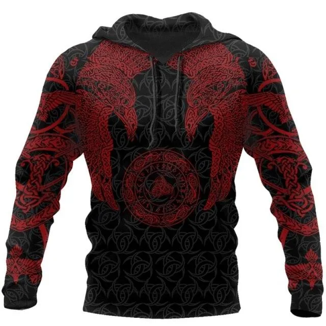 Autumn Casual Style Unisex Tattoo Pattern Hooded Sweatshirt Hoodie