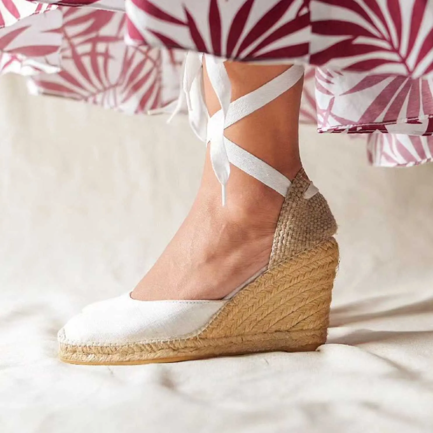 Basic High Heel Linen Wedge Espadrille for Women - Palamos