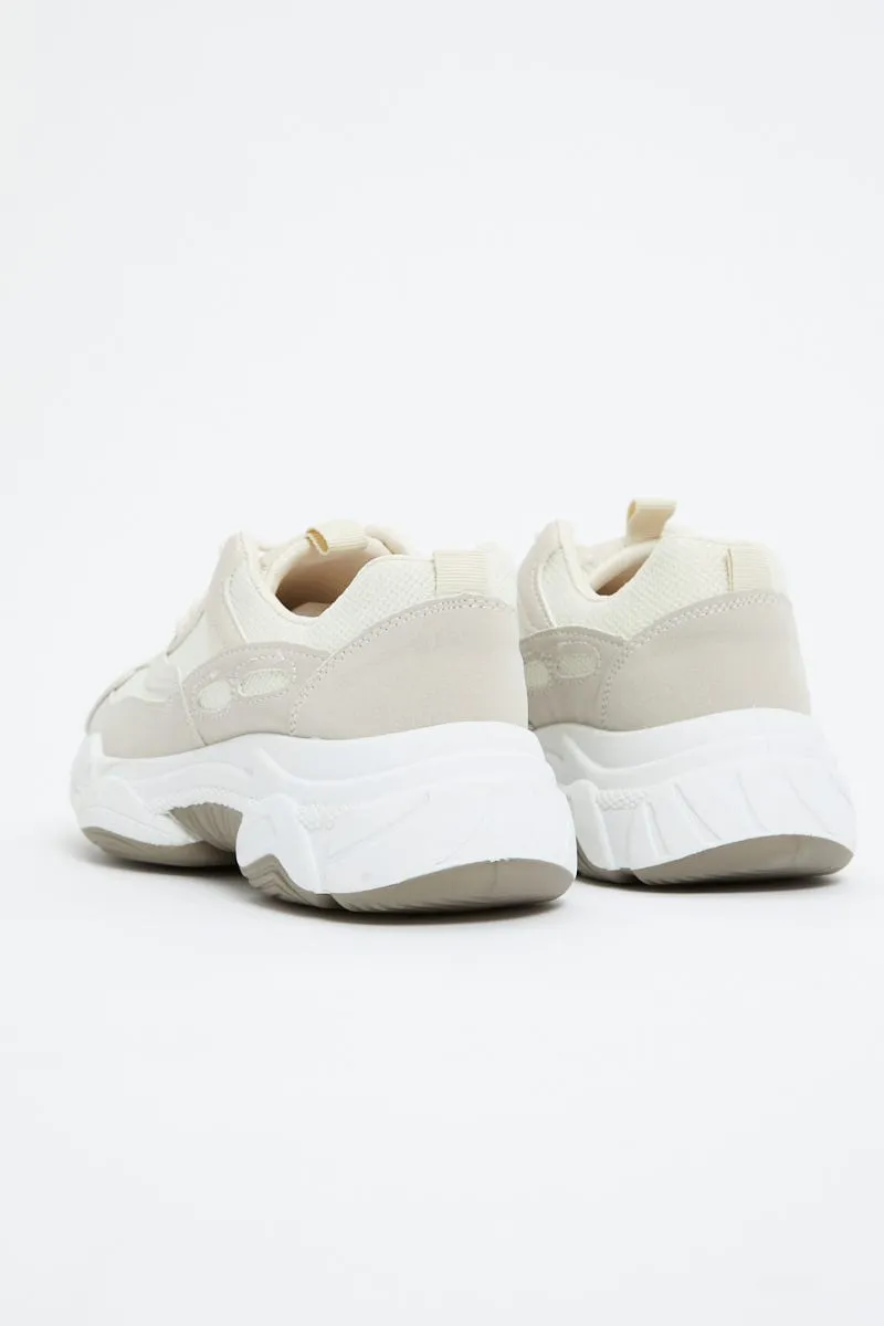 Beige Colourblock Chunky Sneakers