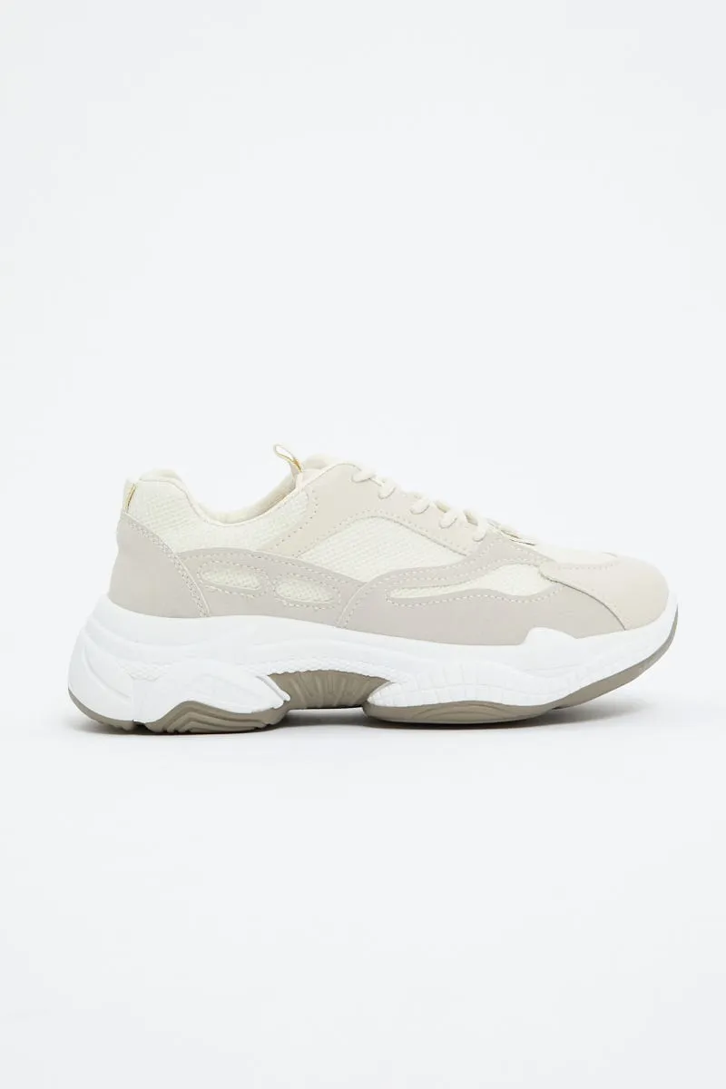 Beige Colourblock Chunky Sneakers