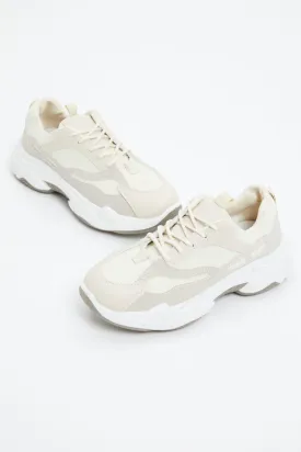 Beige Colourblock Chunky Sneakers