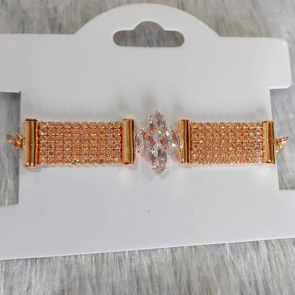 Bhavi Jewels Austrian Stone Rose Gold Plated Fashionable Bracelet For Girls and Women