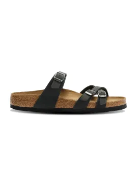 Birkenstock Franca Oiled Leather Black Pewter Buckle Sandals