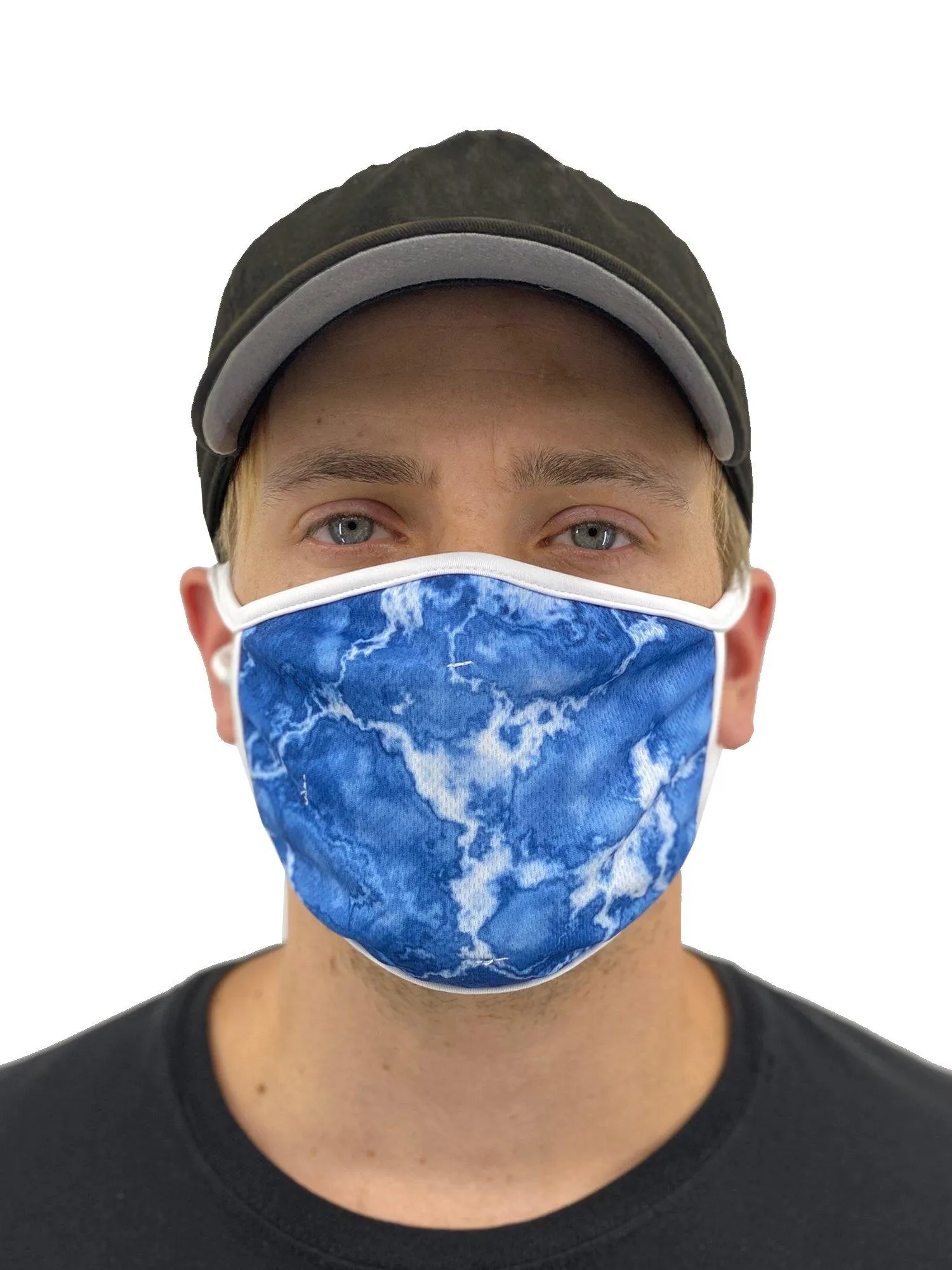 Blue Acid Wash Face Mask With Filter Pocket