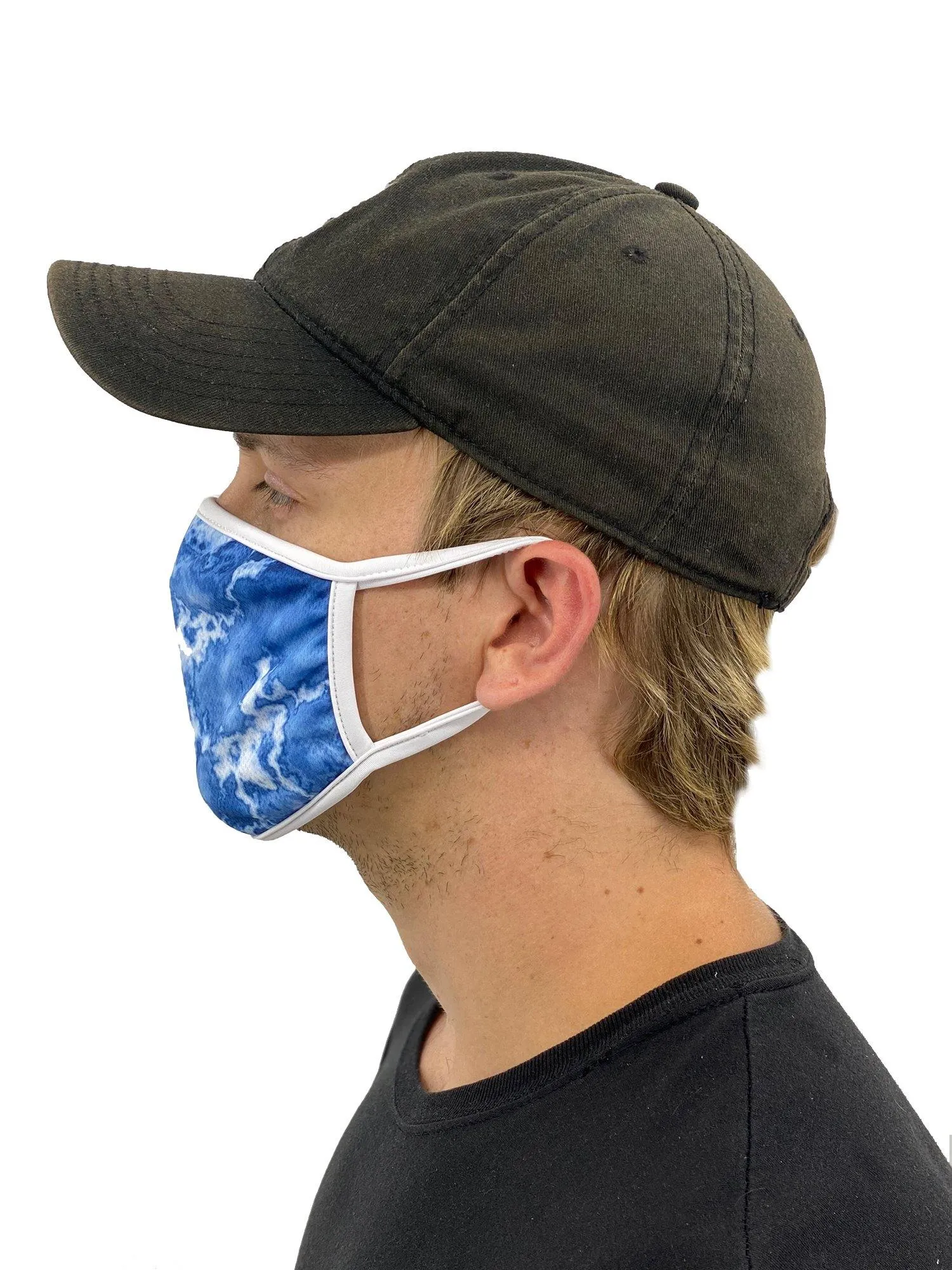 Blue Acid Wash Face Mask With Filter Pocket