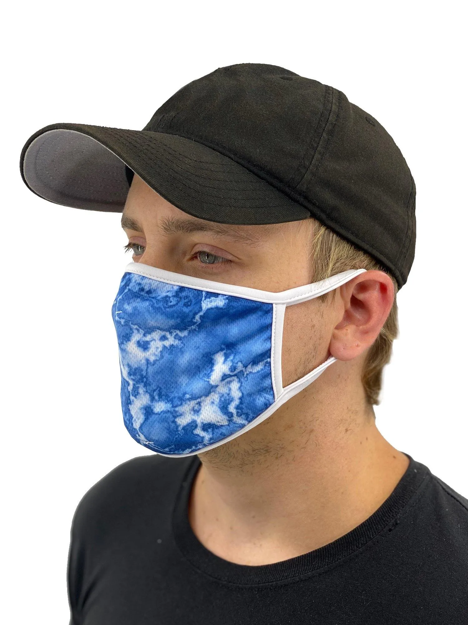 Blue Acid Wash Face Mask With Filter Pocket