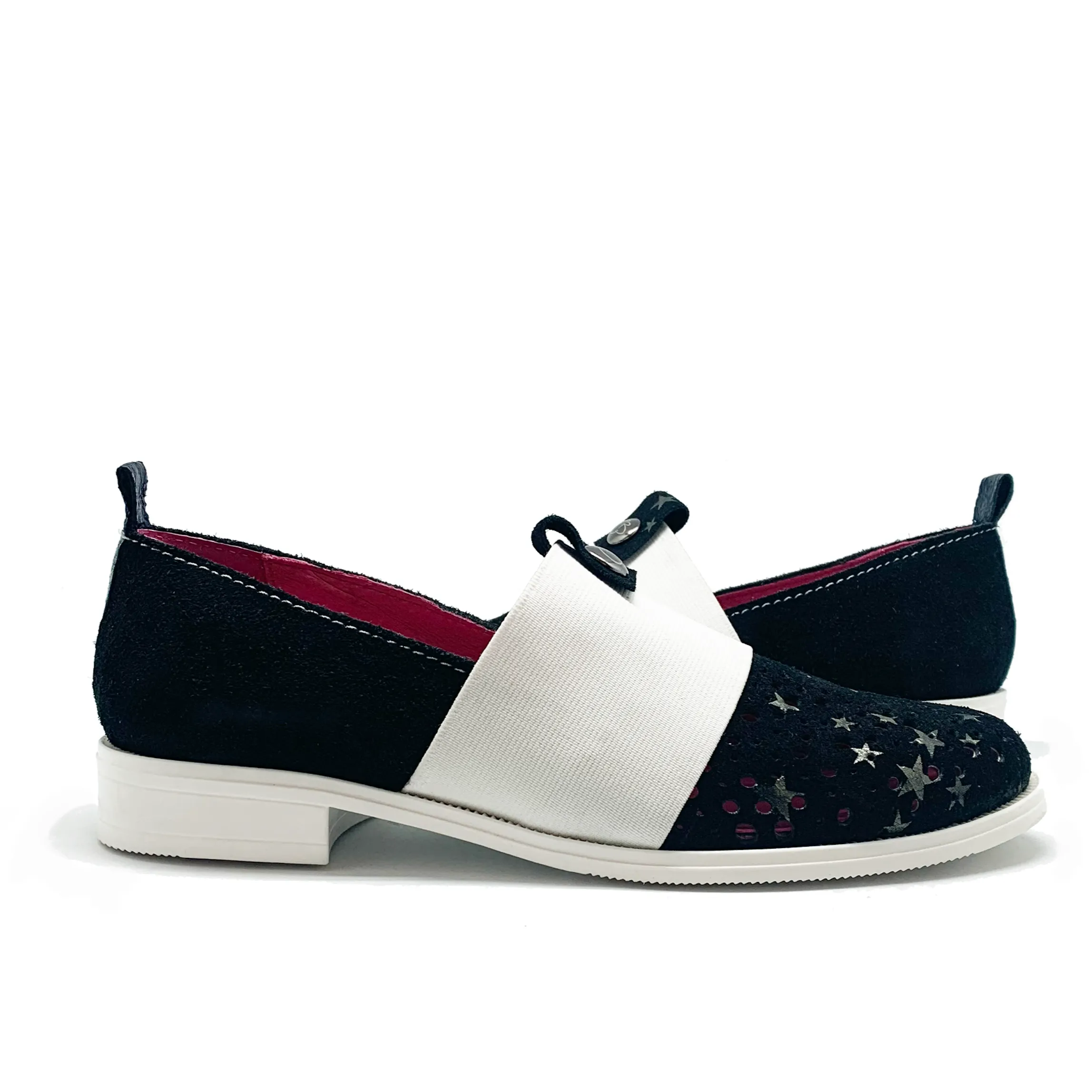 Bourbon - Black with stars slip on shoe