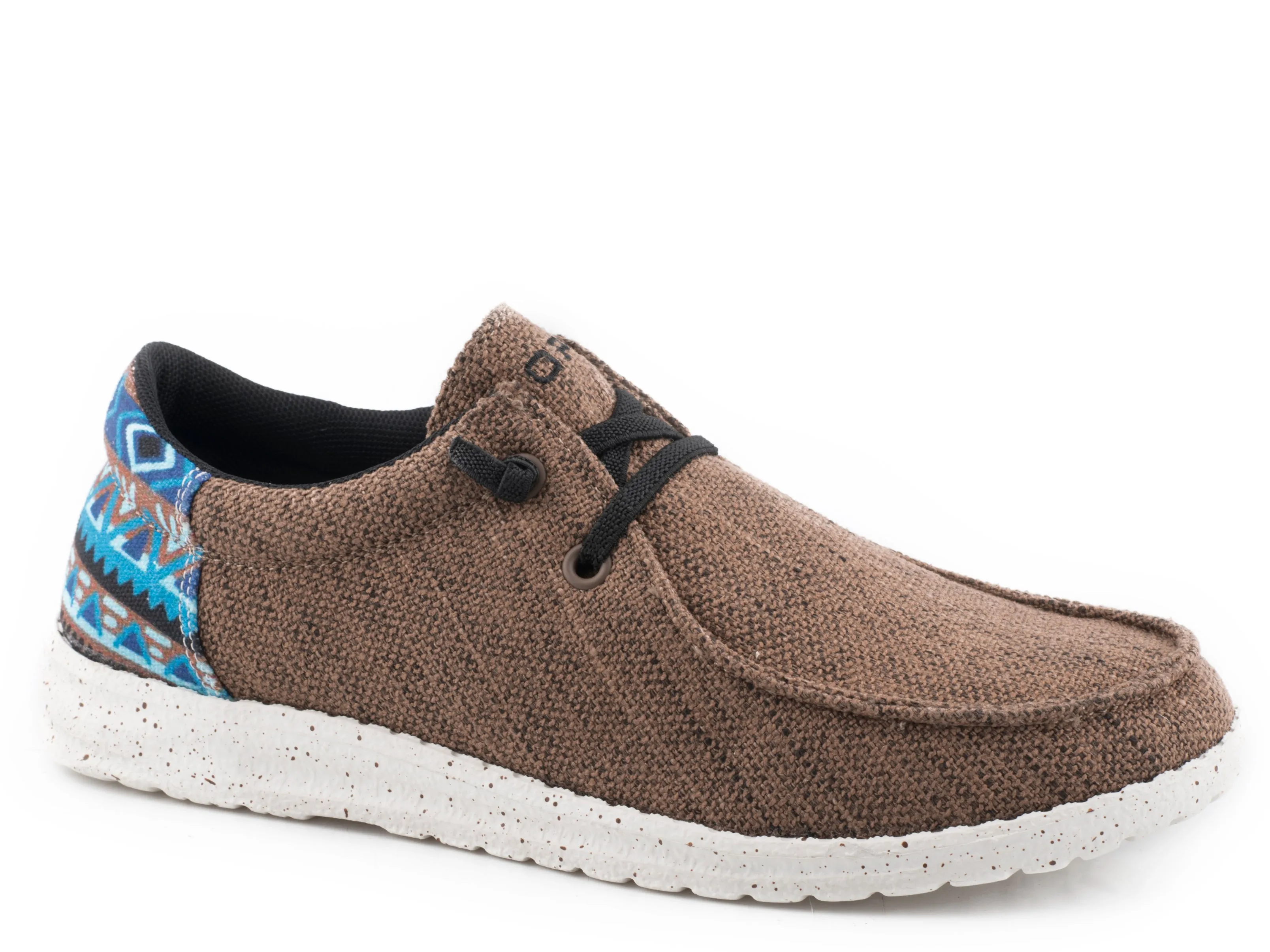 BROWN CANVAS WITH MULTI AZTEC HEEL