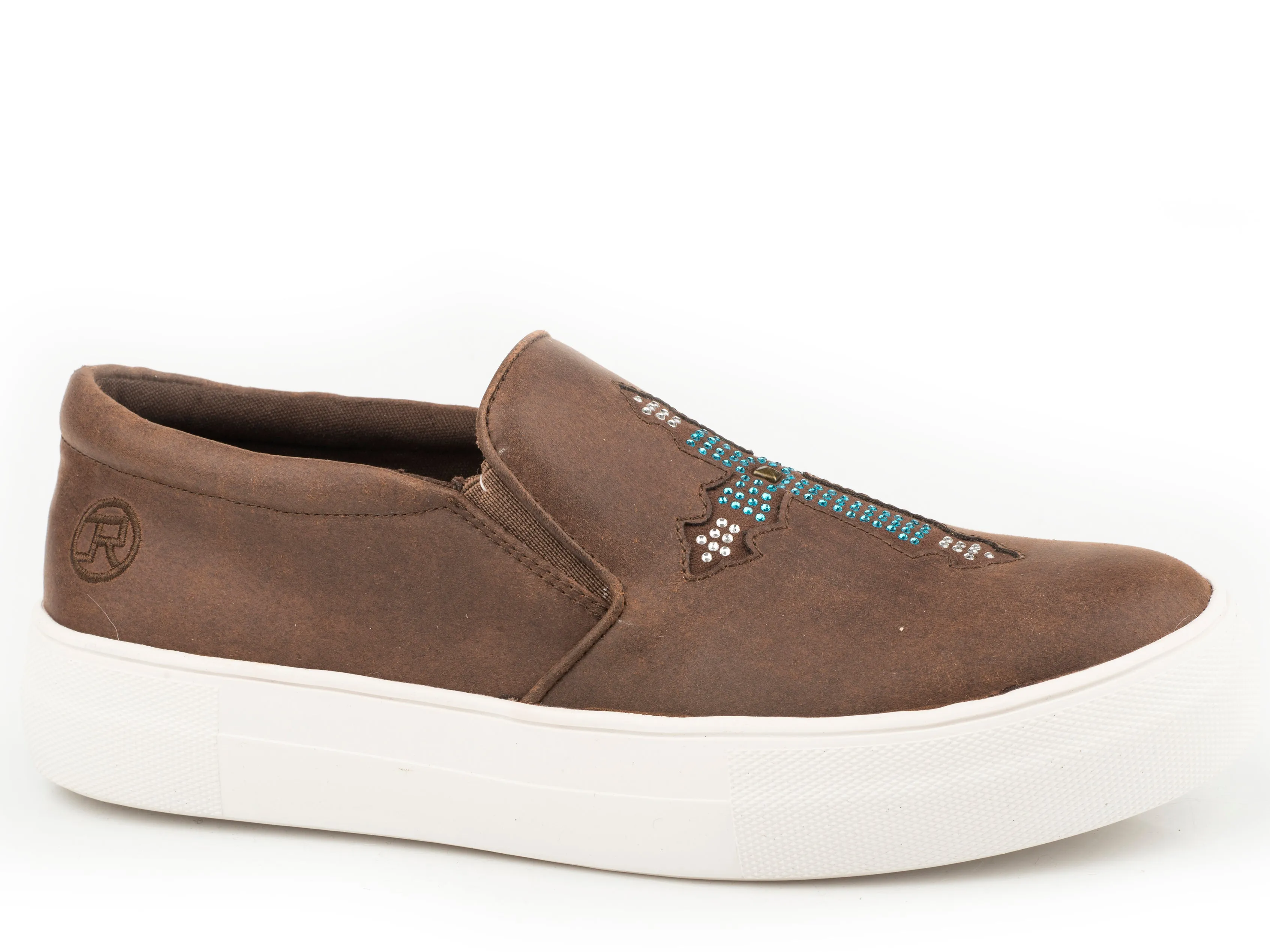 BROWN TEXTILE UPPER SLIP-ON