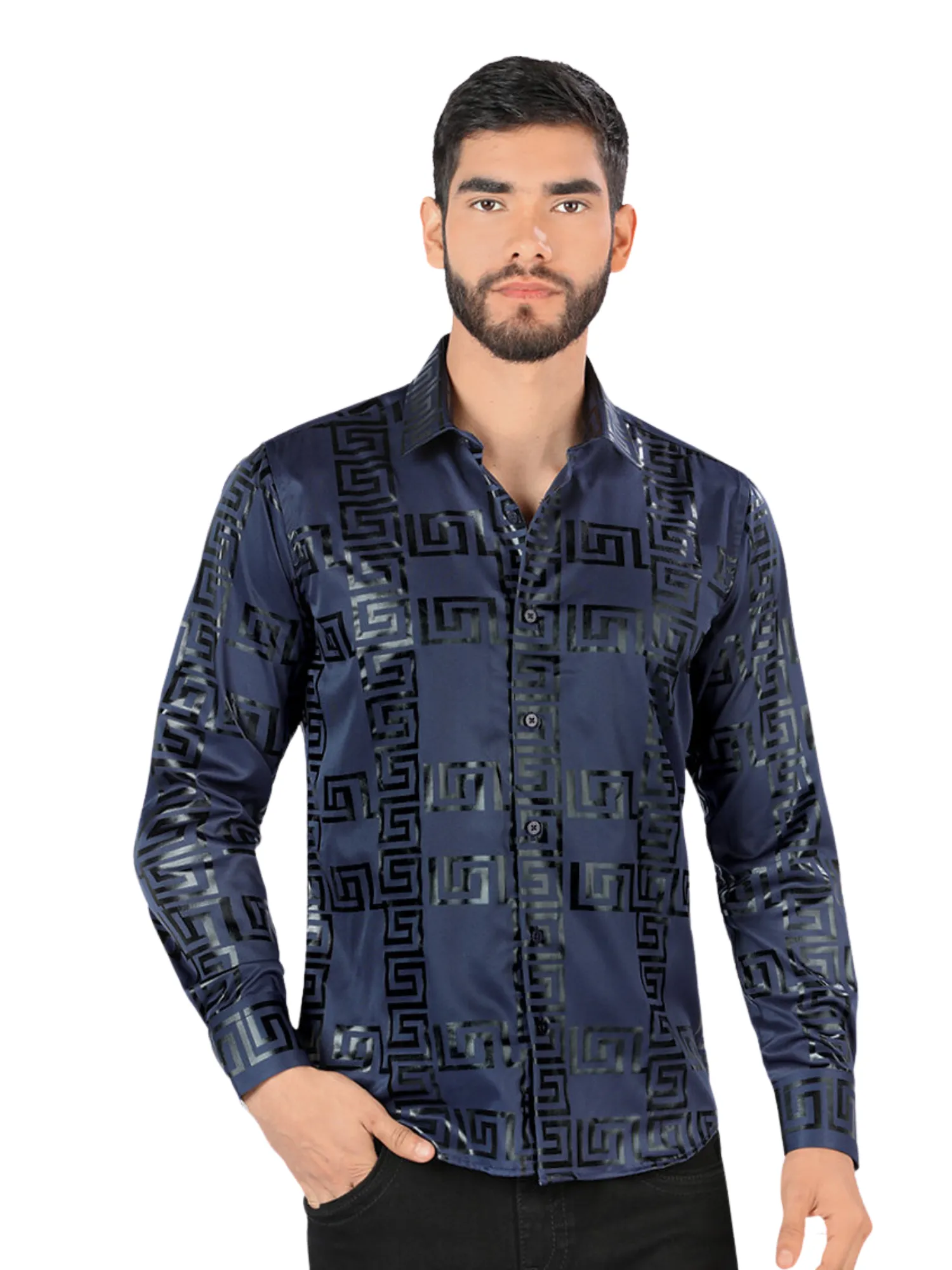 Camisa Casual Manga Larga Estampada para Hombre 'Montero' - ID: 0800