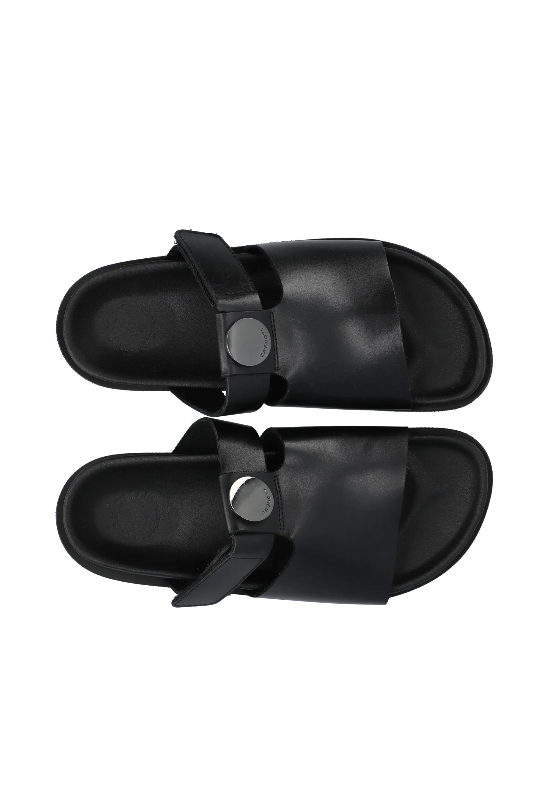 Casjenny Black Leather Slides