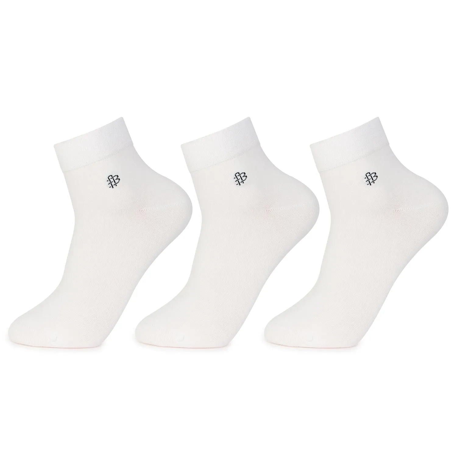 Classic Ivory Bamboo Ankle Socks - Pack of 3