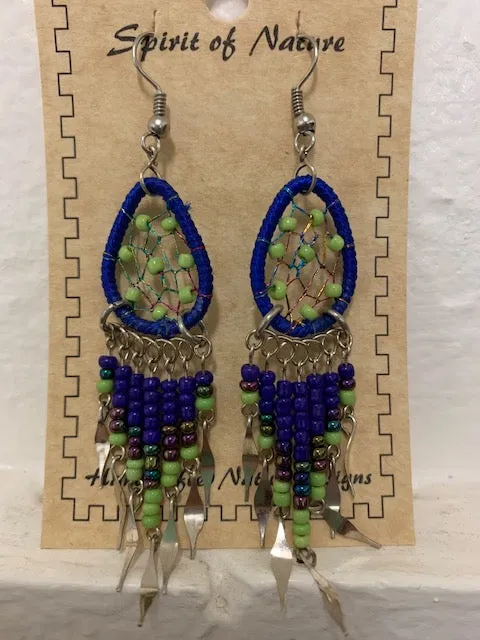 Cowgirl Kim Medium Boho Dangle Earrings - Blue & Lime