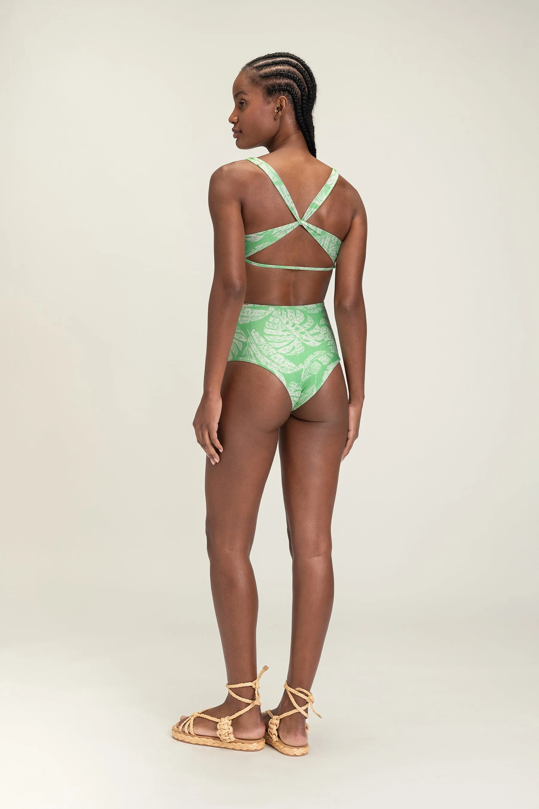 Cross Palm High-Waist Bikini Bottom