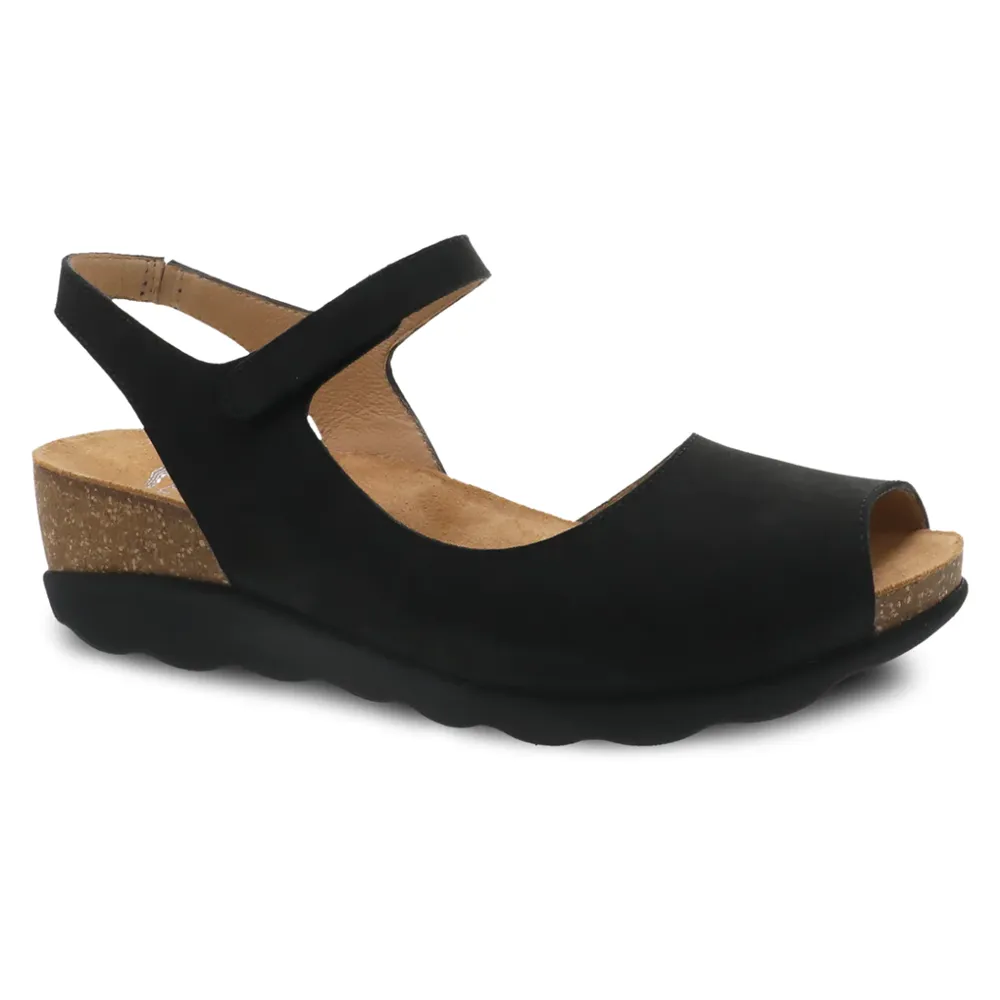 Dansko Marcy Wedge Sandal Black Nubuck (Women's)