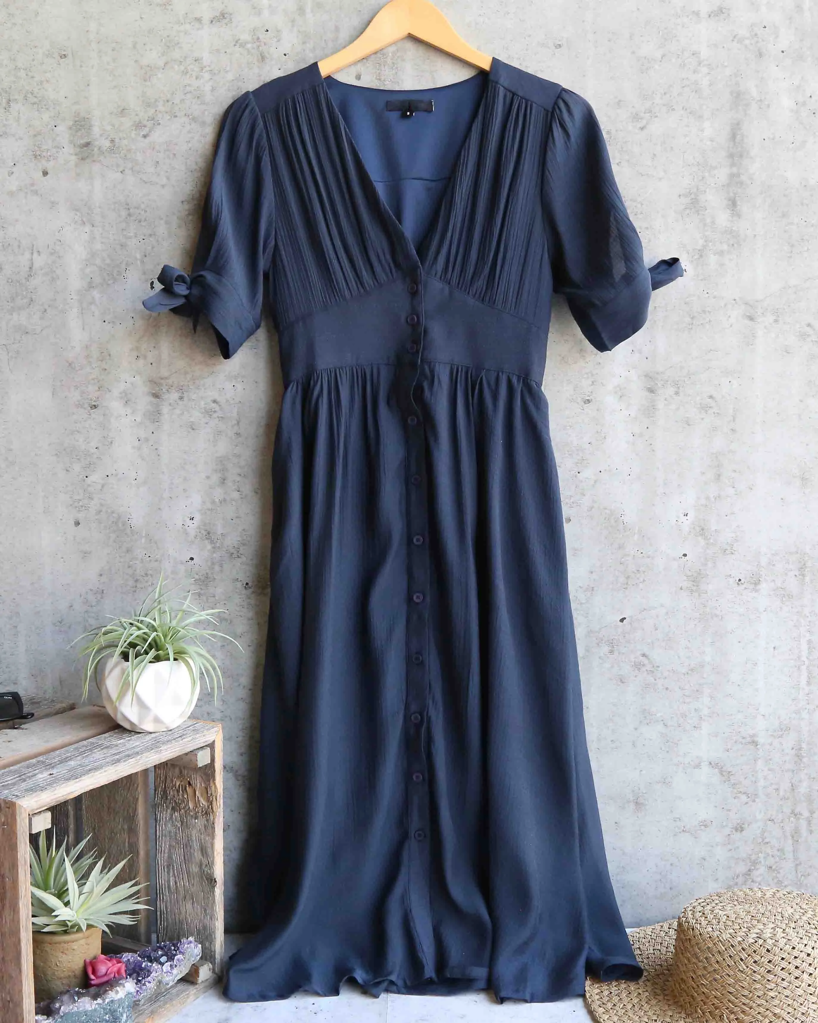 Darling Gauzy Cotton Endless Summer Midi Dress in Navy