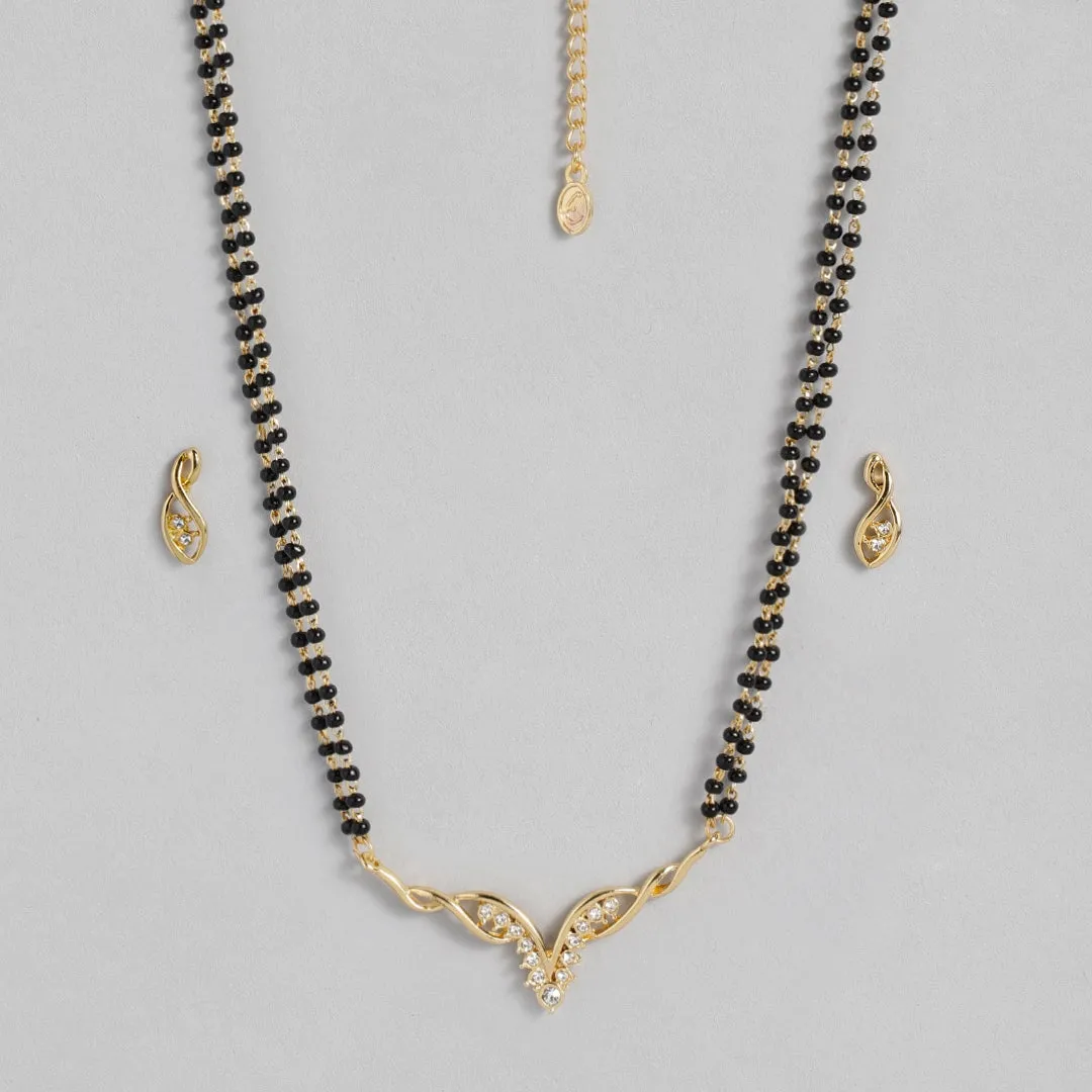 Estele 24 Kt Gold Plated Valley Mangalsutra Necklace Set