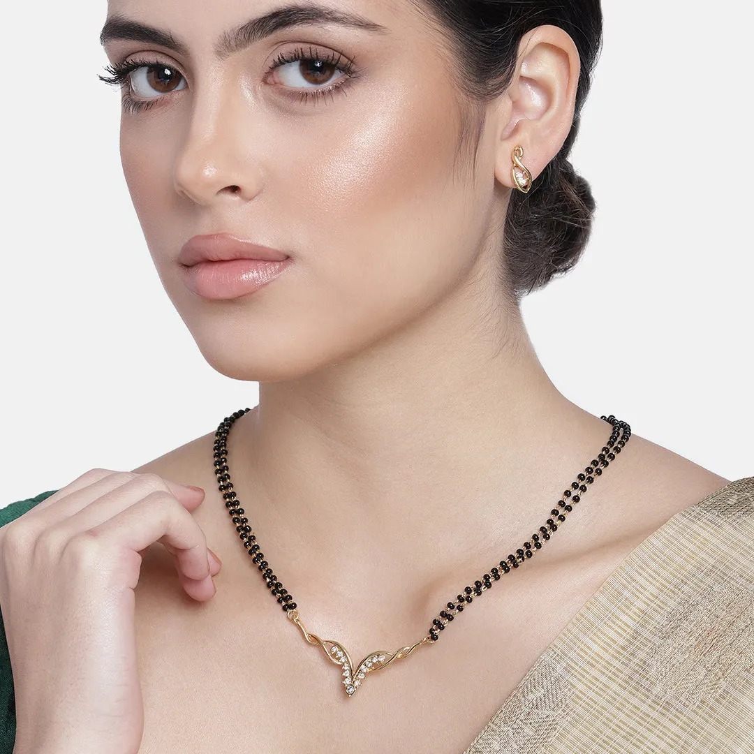 Estele 24 Kt Gold Plated Valley Mangalsutra Necklace Set