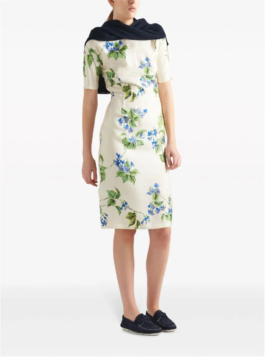 FLORAL-PRINT TWILL DRESS