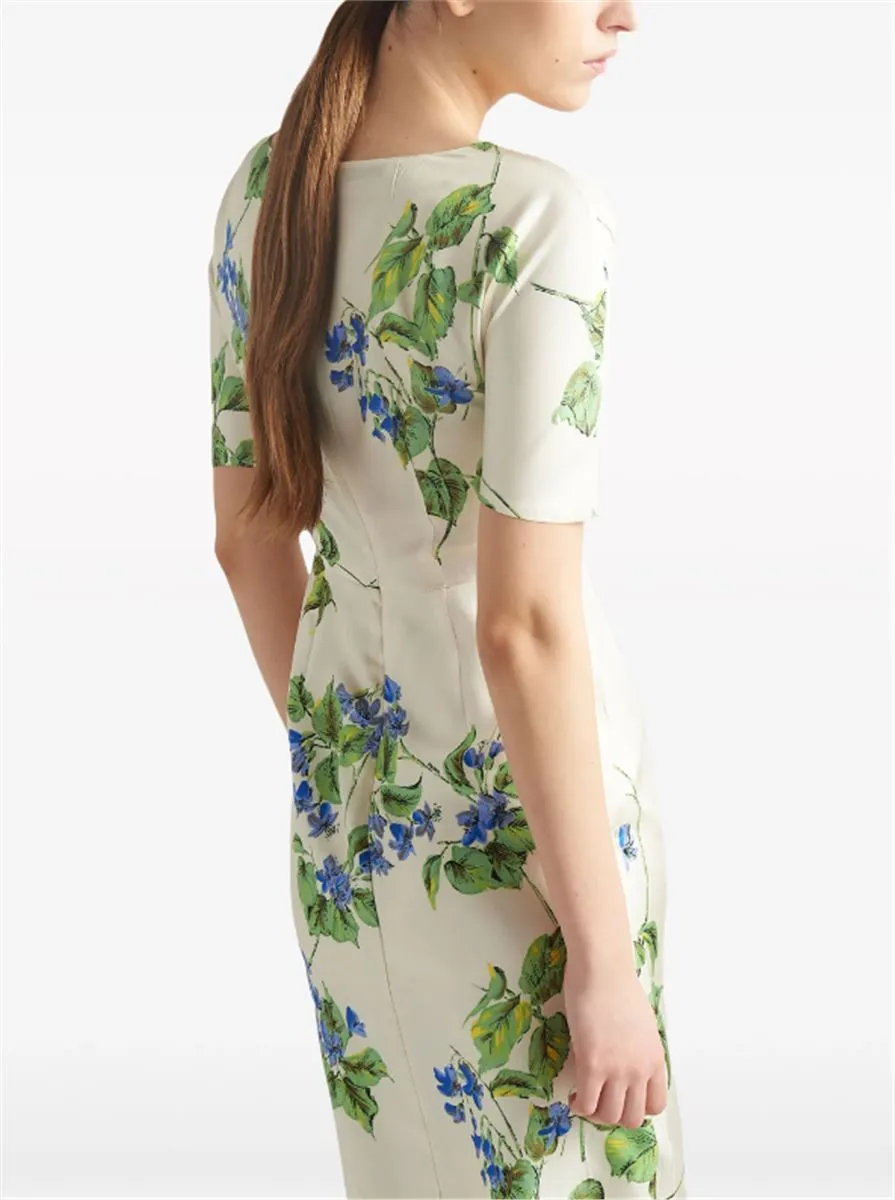 FLORAL-PRINT TWILL DRESS