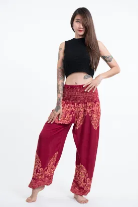 Floral Vines Women's Harem Pants in Red