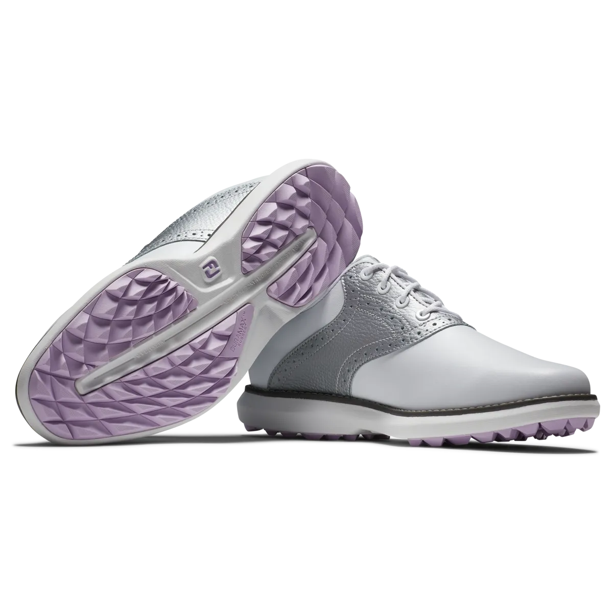 FootJoy Women's Traditions Golf Shoes- White/Silver/Purple