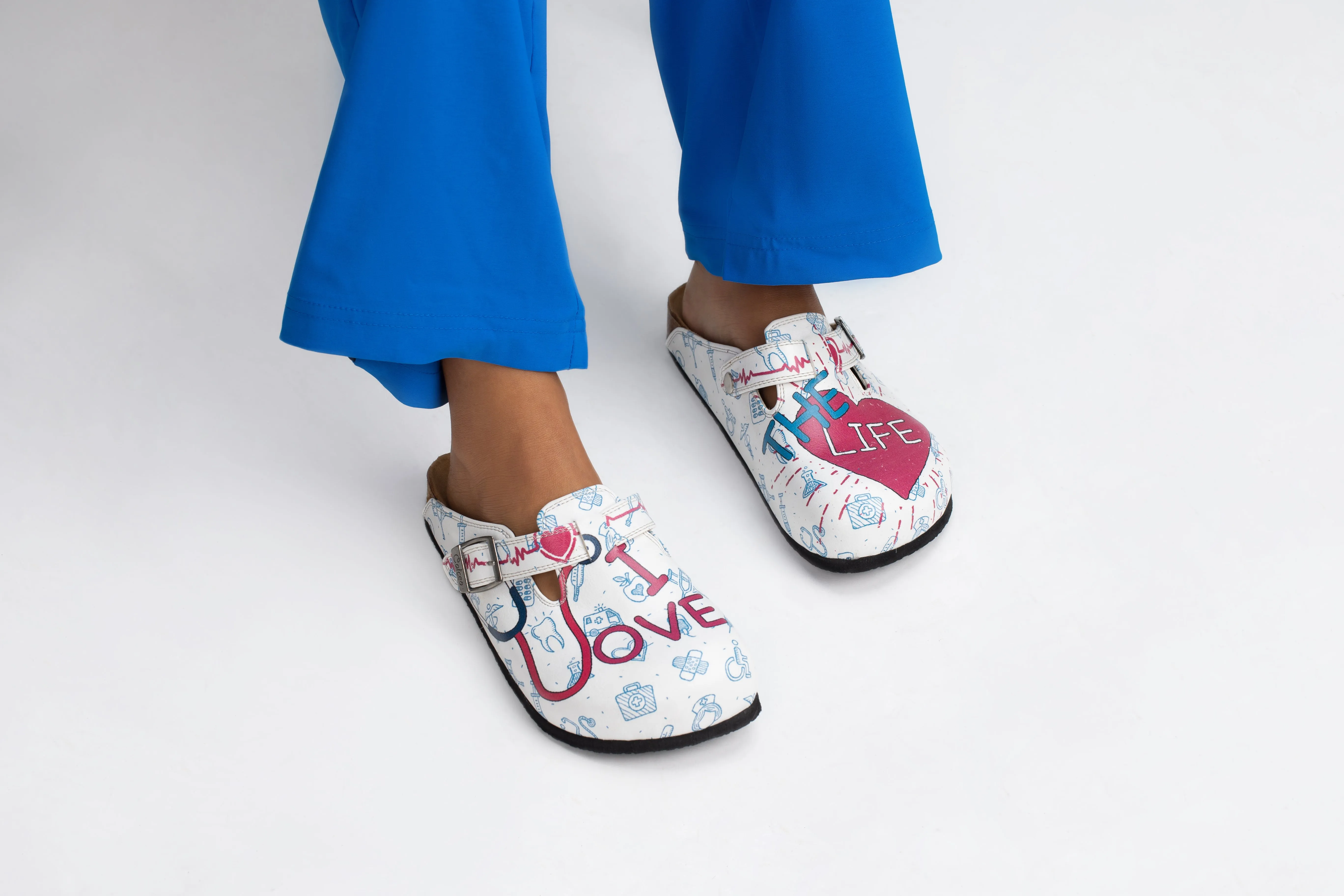 I Love the Life Patterned Clogs