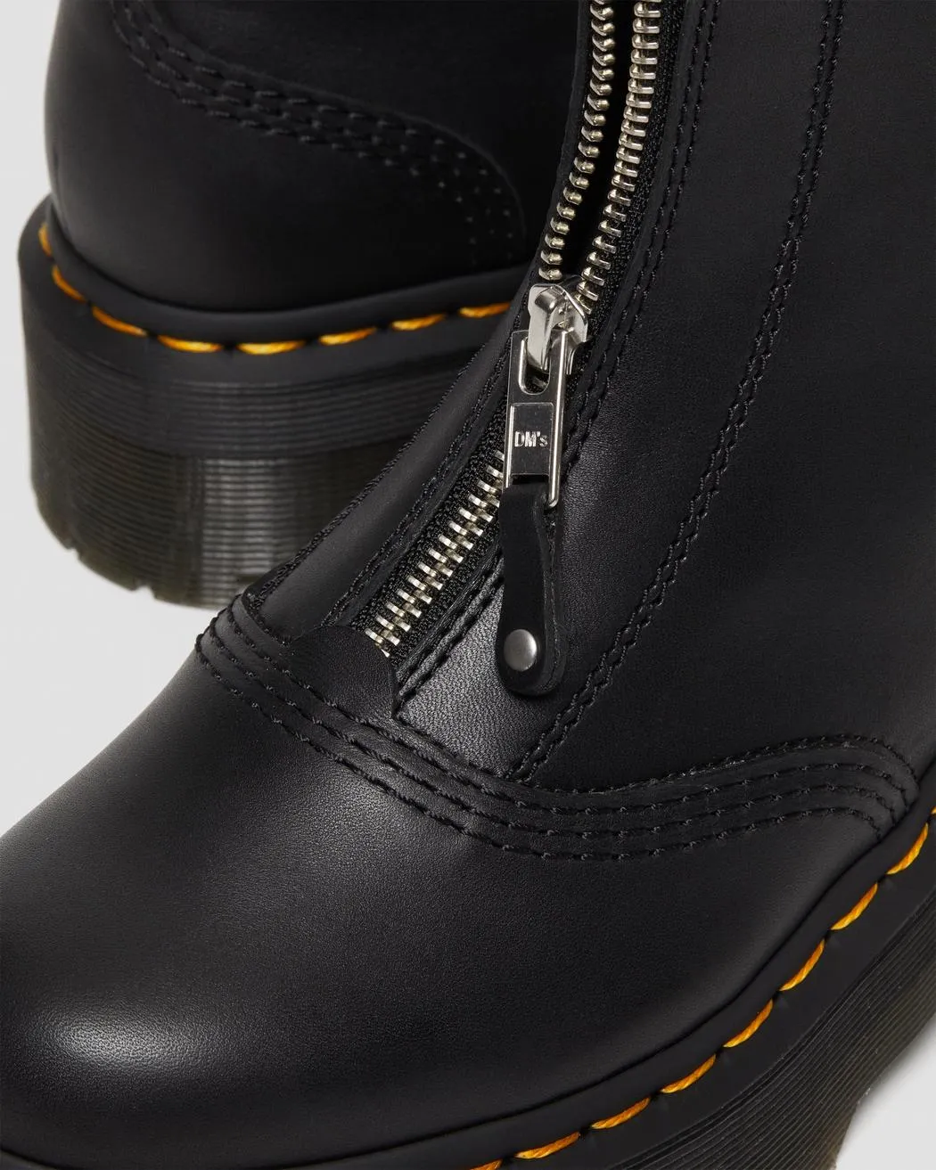 Jetta Zipped Black Leather Platform Boots