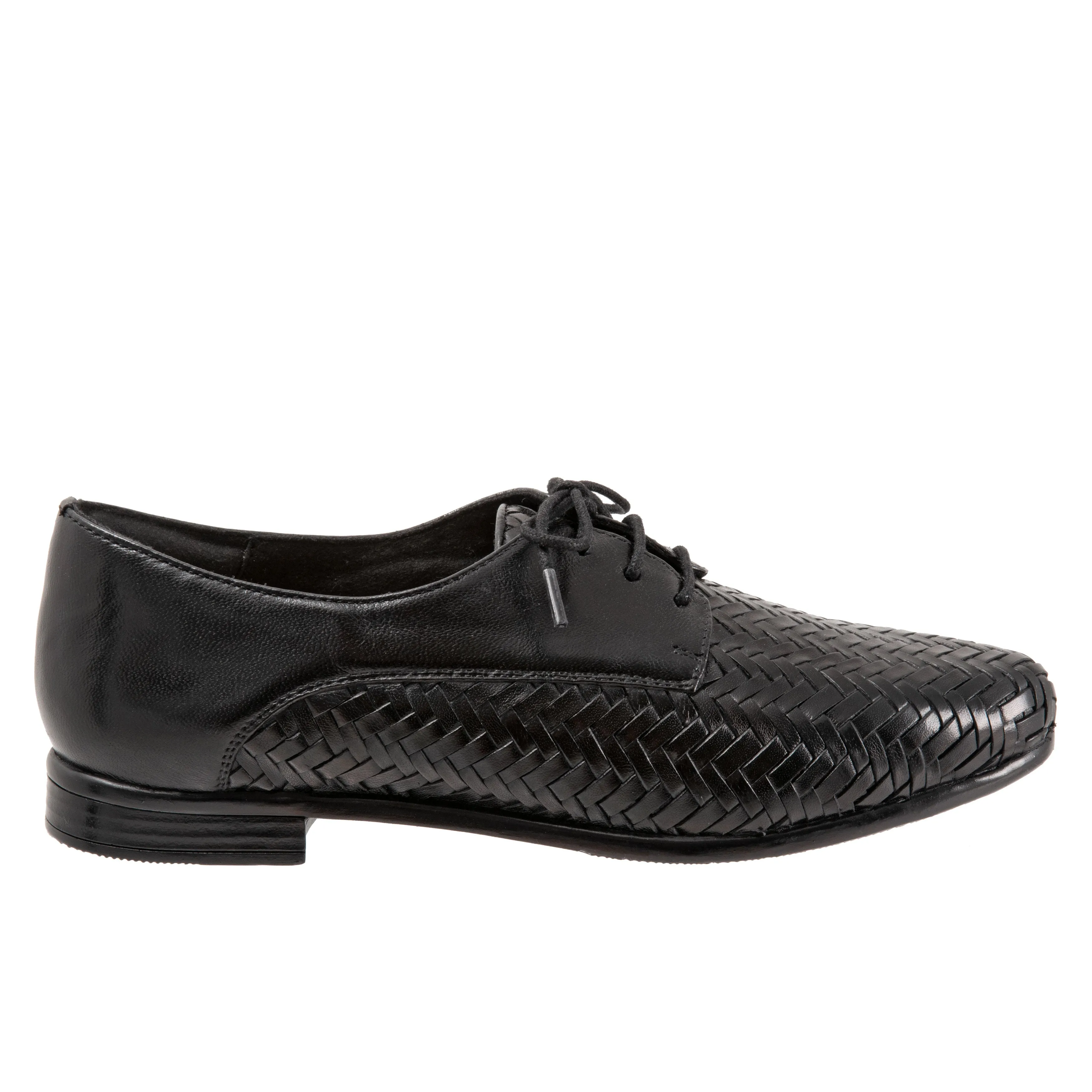 Lizzie Herringbone Black Lace up Shoes