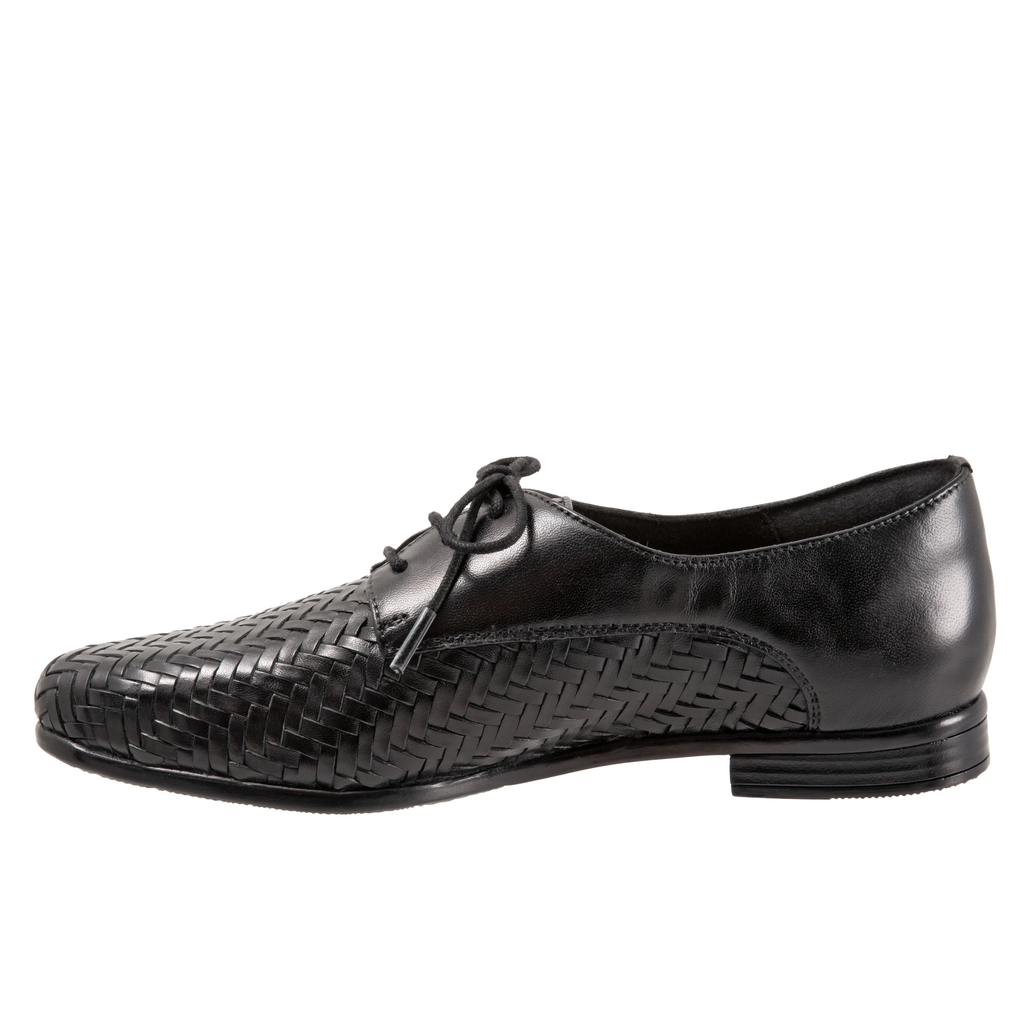 Lizzie Herringbone Black Lace up Shoes