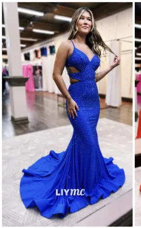 LP1003 - Spaghetti Strpas Beads Sexy Mermaid Long Formal Prom