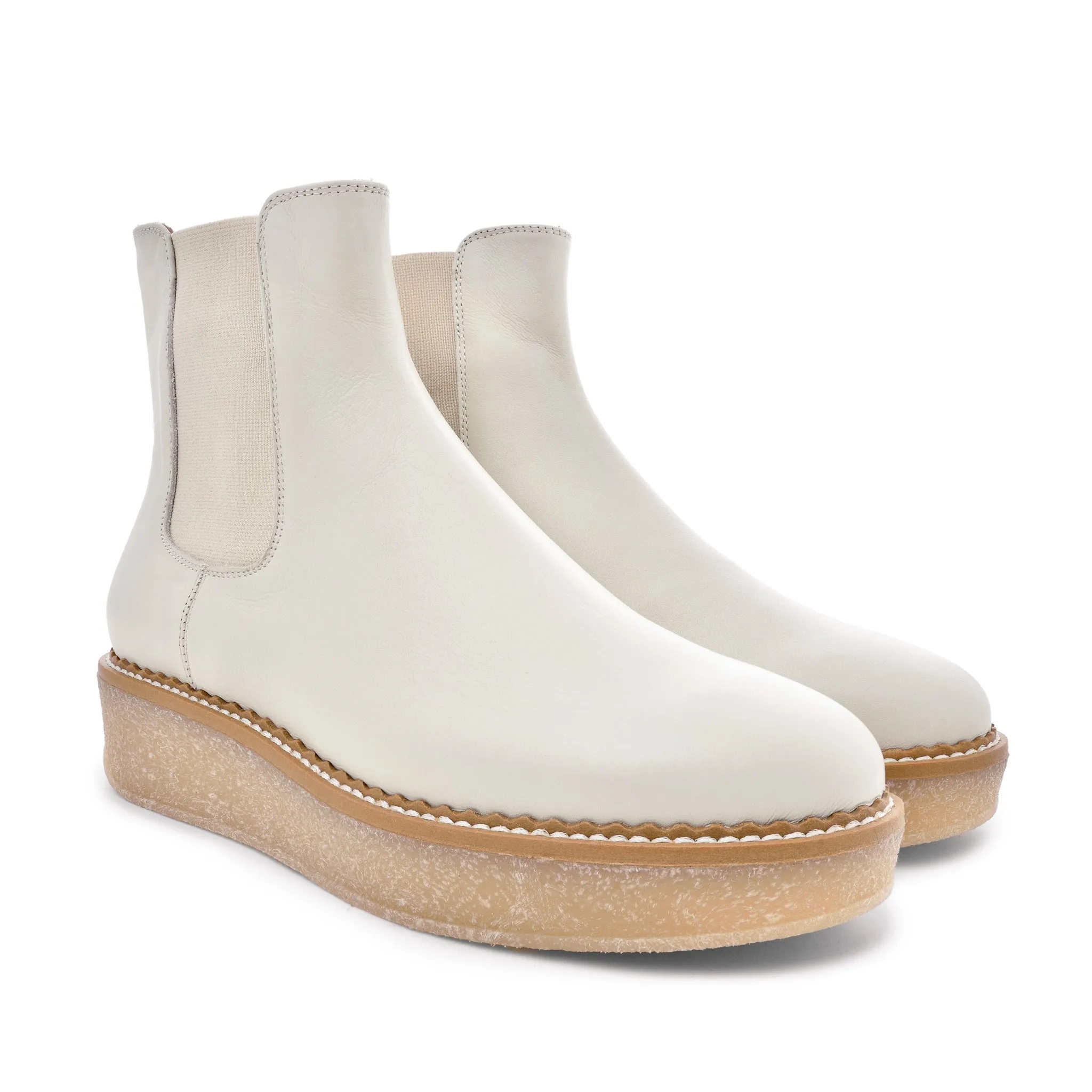 Machi Off White Leather Chelsea Boots