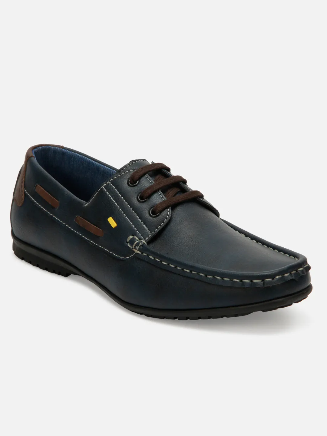 Men's Blue Navy Lace Up Casual Boat Shoe (IX1015)