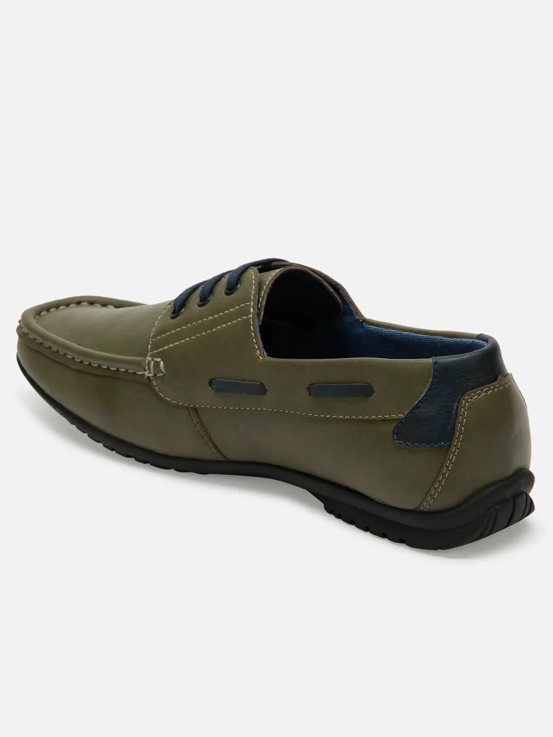 Men's Olive Lace Up Casual Boat Shoe (IX1015)