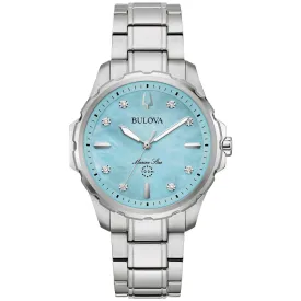 MEN'S STAINLESS STEEL BULOVA MARINE STAR WATCH WITH BLUE MOTHER OF PEARL DIAL